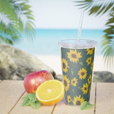 Facing the Sun Plastic Tumbler with Straw